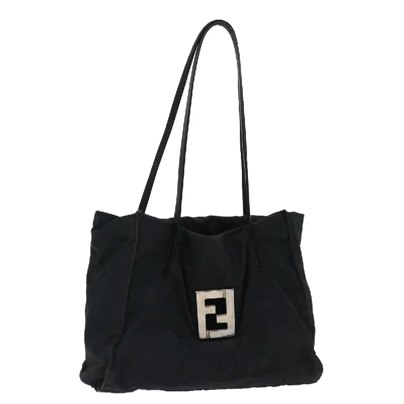 Fendi tote bags with a thermal - insulated pocket for keeping drinks hot or coldFENDI Zucca Canvas Shoulder Bag Black  am5951