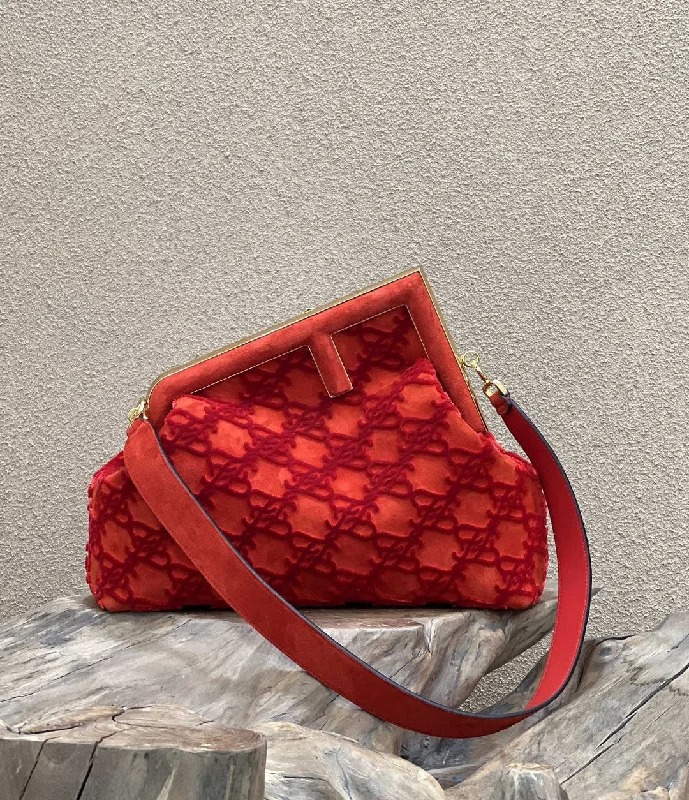 Medium - sized Fendi shoulder bags in rich, deep colors like burgundy for a sophisticated appearanceFendi Fendirst Medium Red Bag For Woman 32.5cm/13in