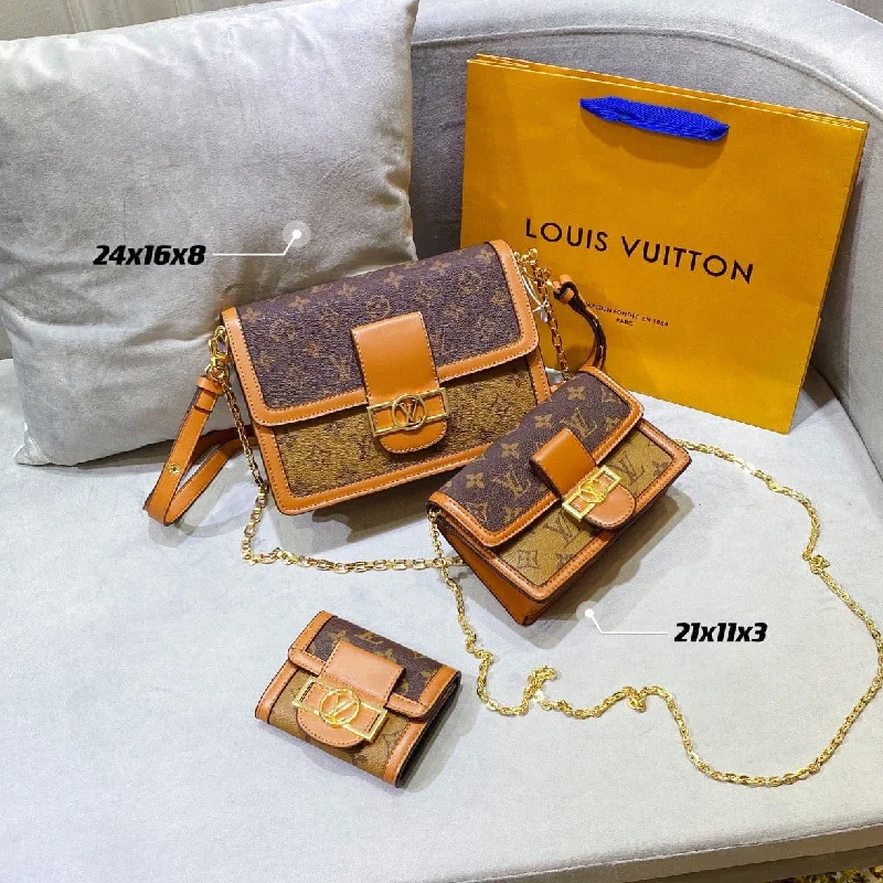 Louis Vuitton bags with a magnetic snap closure for easy accessLouis Vuitton Dauphine Handbag Sets