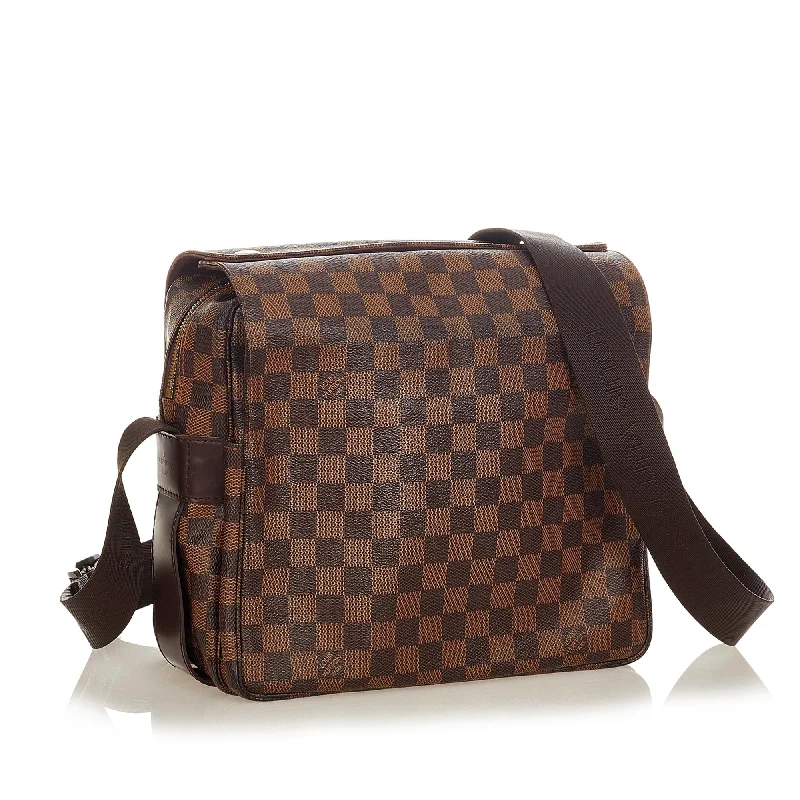 Louis Vuitton crossbody bags in a bold red color for a statementLouis Vuitton Damier Ebene Naviglio (25541)