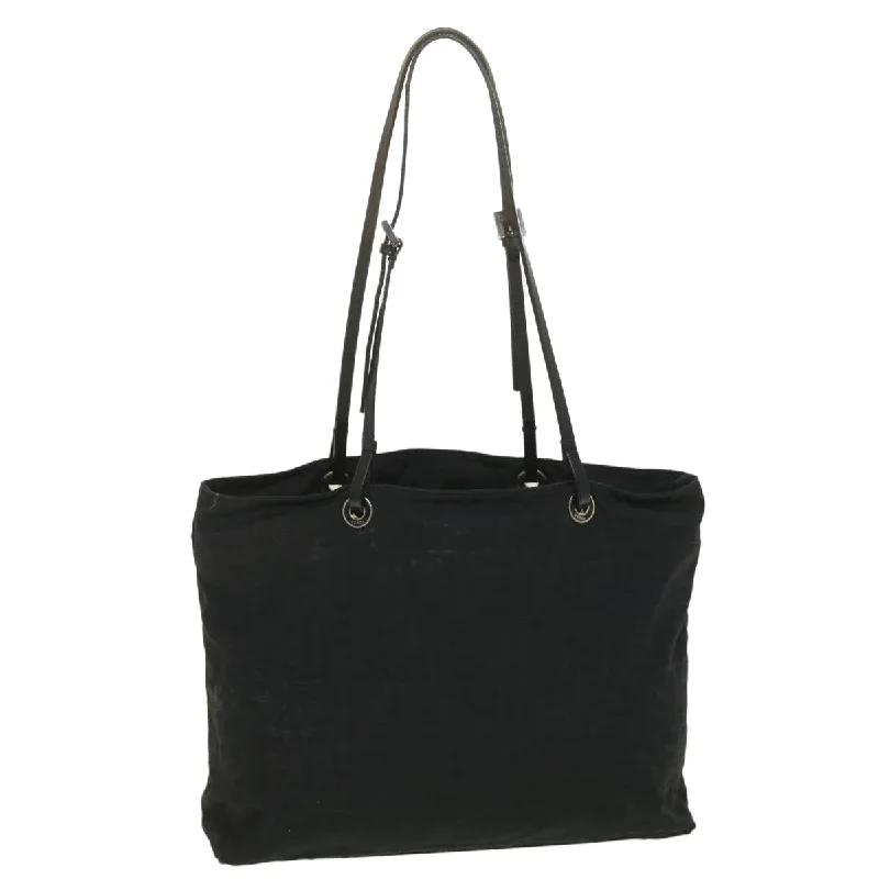 Fendi tote bags with a double - zip closure for enhanced securityFENDI Zucca Canvas Shoulder Bag Black  38666