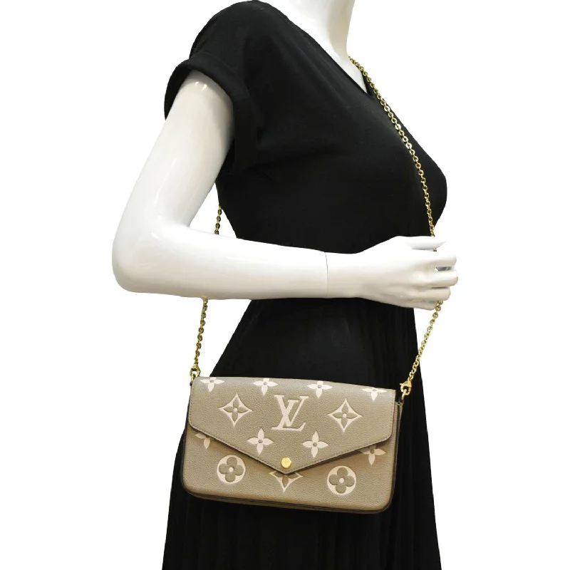 Louis Vuitton tote bags with a double - handle and shoulder - strap optionLOUIS VUITTON Felicie Pochette Monogram Empreinte Crossbody Bag Tourterelle/Creme