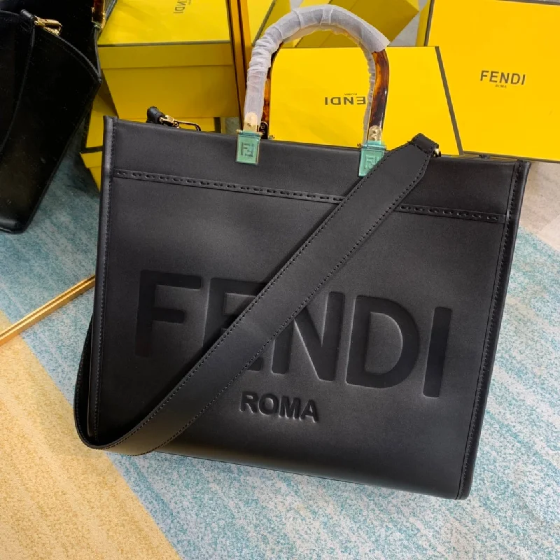 Fendi tote bags with a water - resistant lining for practicality during rainy daysFendi Sunshine Medium Black  Handbags