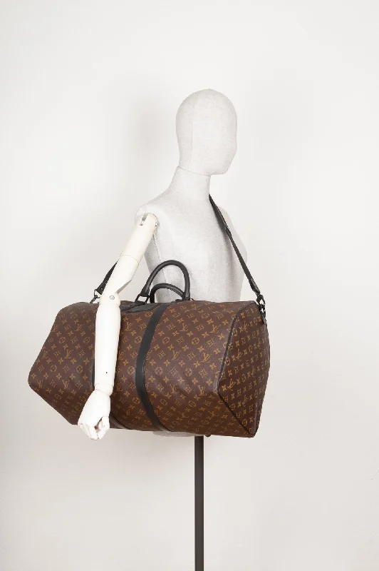 Louis Vuitton tote bags with a printed LV logo on the front for brand visibilityLOUIS VUITTON Keepall 55 Waterproof