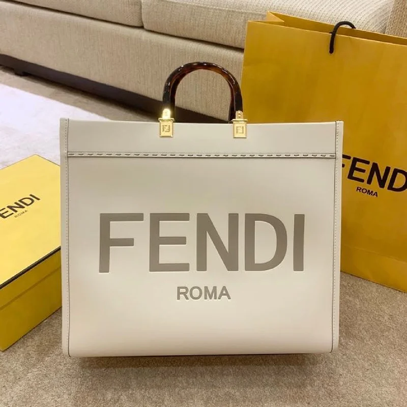 Ladies Fendi shoulder bags with a detachable phone stand for hands - free viewingFendi Sunshine Large Cream For Women