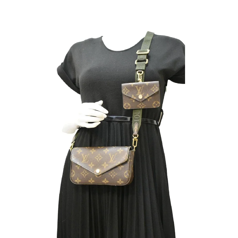 Louis Vuitton Twist bags with a contrast - colored interior for visual interestLOUIS VUITTON Felicie Strap & Go Pochette Monogram Canvas Crossbody Bag Brown