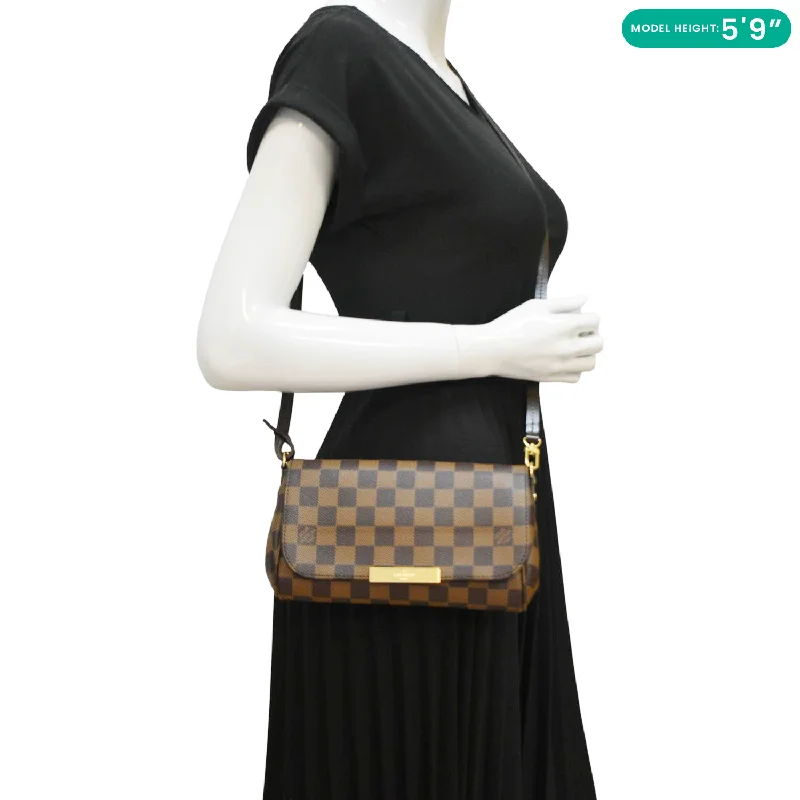 Ladies Louis Vuitton Capucines bags with gold - toned hardwareLOUIS VUITTON Favorite PM Damier Ebene Crossbody Bag Brown