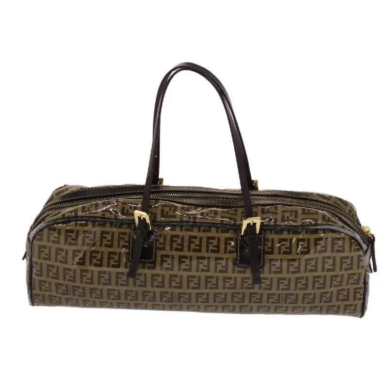 Fendi By The Way bags with a 3D - printed FF logo for a modern and textured lookFENDI Zucchino Canvas Hand Bag Coated Canvas Brown  49107