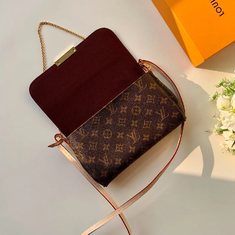 Louis Vuitton bags with a front - flap pocket for quick - access itemsLouis Vuitton Favorite PM Monogram Canvas