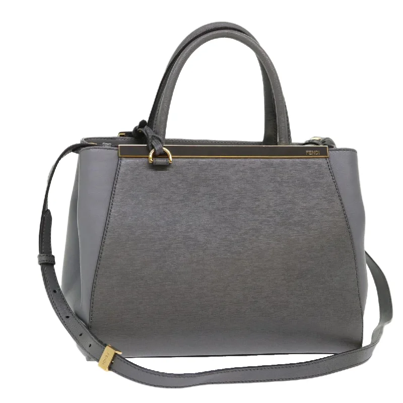 Ladies Fendi shoulder bags with a tassel - decorated zipper for added charm and styleFENDI To Joule Hand Bag Leather 2way Gray  ep1294