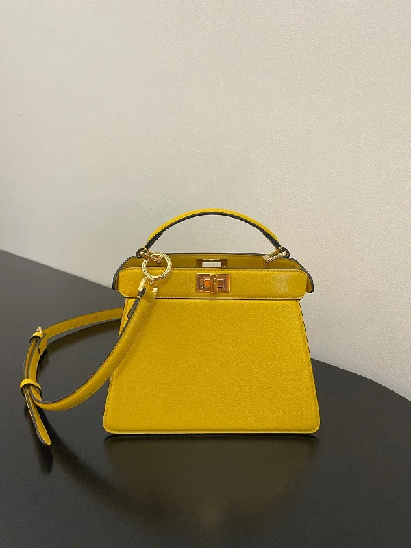 Fendi backpacks with a sleek, modern design and a matte finishFendi Peekaboo ISeeU Petite Yellow Small Bag For Woman 20cm/8in