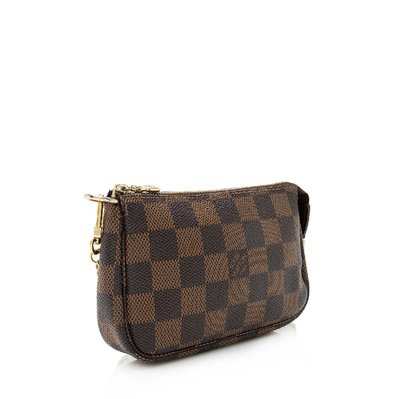 Louis Vuitton bags with a detachable mirror inside for on - the - go touch - upsLouis Vuitton Damier Ebene Mini Pochette Accessoires (22640)