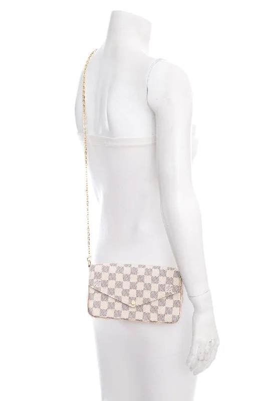 Louis Vuitton crossbody bags in a bold red color for a statementLouis Vuitton Felicie Pochette White Damier Cross-Body