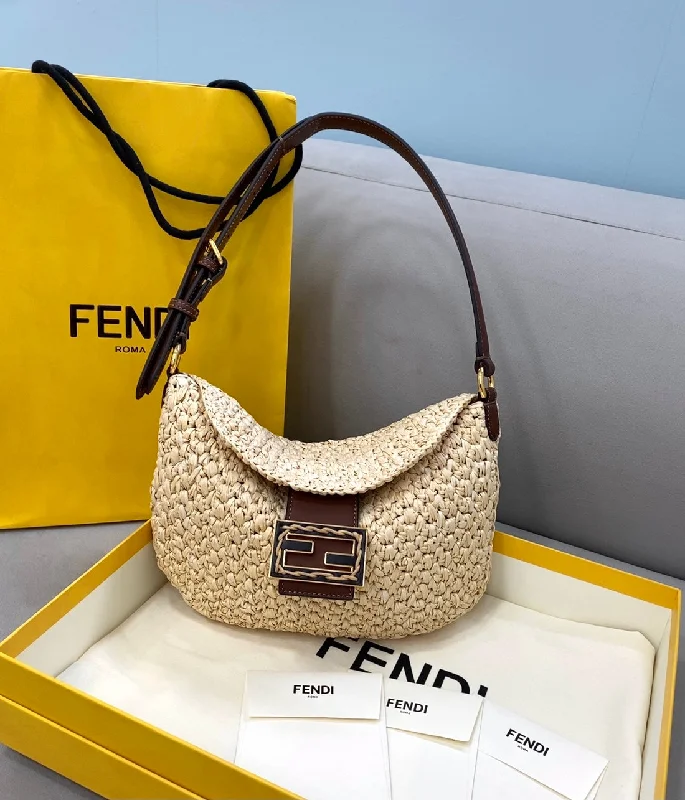 Fendi By The Way bags with a laser - cut leather detail for a modern and intricate lookFendi Small Croissant Hobo Bag RafFendia