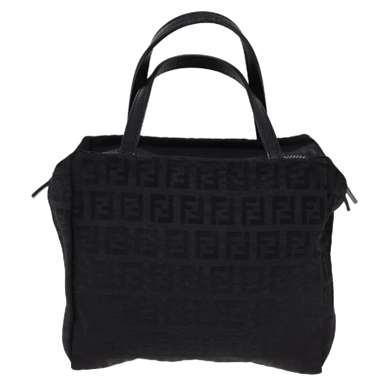 Fendi tote bags with a thermal - insulated pocket for keeping drinks hot or coldFENDI Zucchino Canvas Hand Bag Black Auth am4149