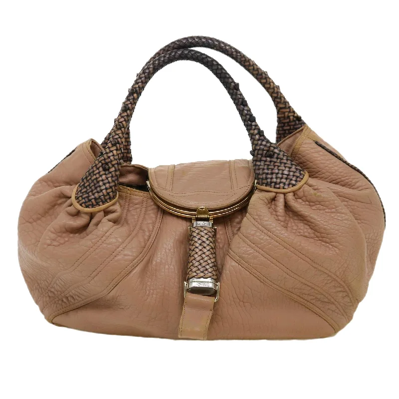 Fendi bags with a back - zip pocket for storing valuables securelyFENDI Spy bag Hand Bag Leather Beige 2415-8BR511-RO1-088  th3457