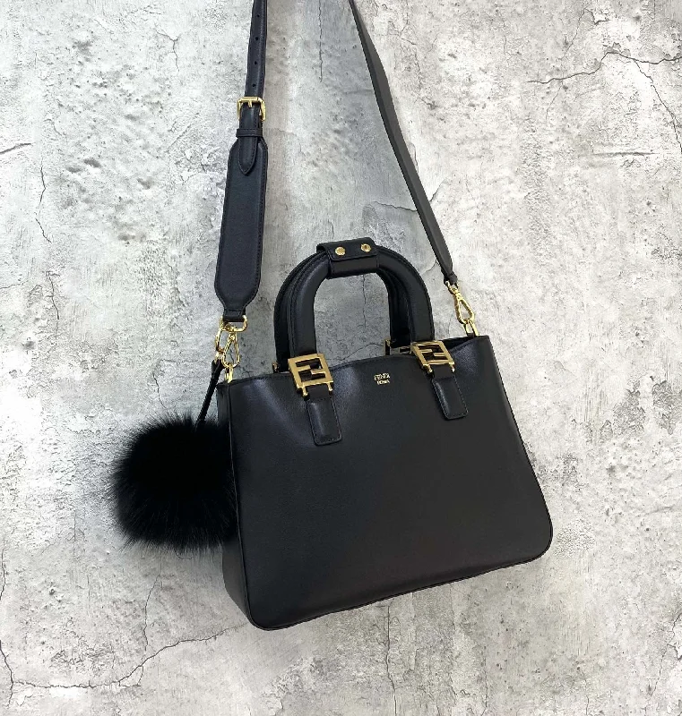 Fendi handbags with a holographic FF logo for a futuristic and trendy lookFendi Small FF Tote Shoulder Black Bag For Woman