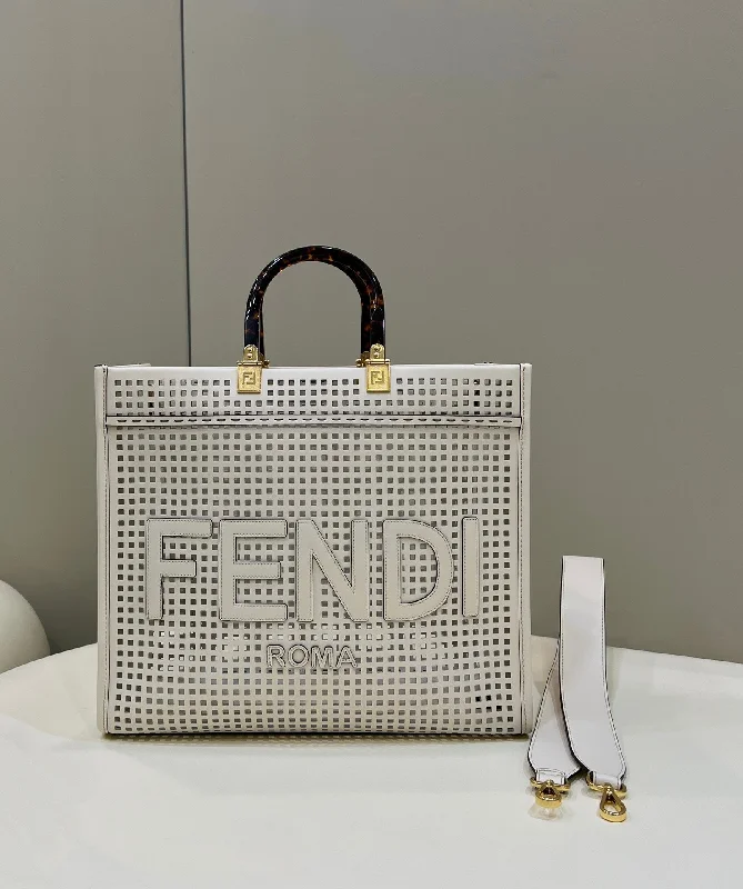 Ladies Fendi shoulder bags with a detachable key fob for easy key managementFendi Fendi Sunshine Medium Two-toned perforated Bag For Woman 37cm/14.5in