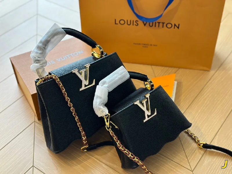 Ladies Louis Vuitton Petite Malle bags with a star - shaped charm for cutenessLouis Vuitton Capucines Handbag( 27cm and 20cm)