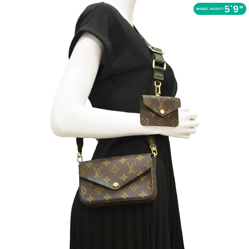 Louis Vuitton Twist bags with a crystal - embellished LV - turnlockLOUIS VUITTON Felicie Strap & Go Monogram Canvas Crossbody Bag Brown