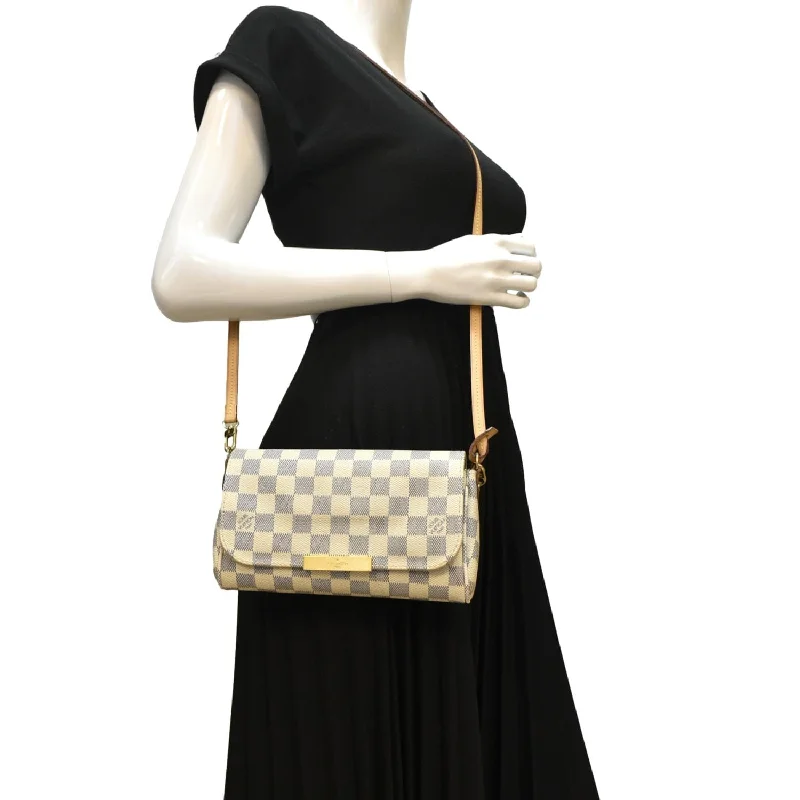 Louis Vuitton Alma bags with a monogram - embossed leather surfaceLOUIS VUITTON Favorite MM Damier Azur Crossbody Bag White