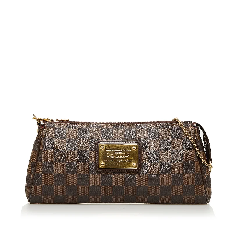 Ladies Louis Vuitton handbags with a detachable coin purse insideLouis Vuitton Eva Damier Ebene Canvas