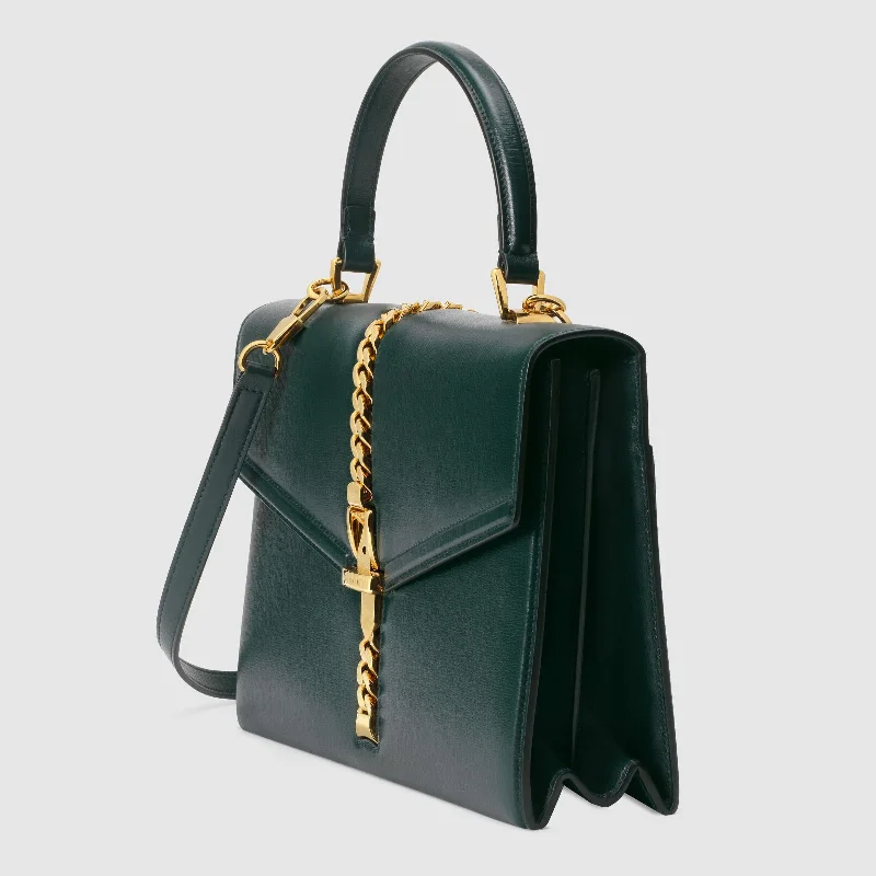 Louis Vuitton bags with a snap - button closure and a decorative charm for styleGucci SyLouis Vuittonie 1969 Small Top Handle Bag Green