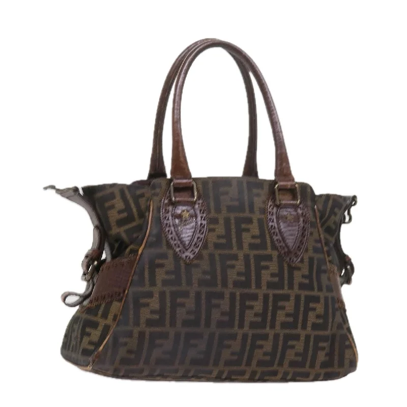 Fendi bags with a detachable tablet holder for using tablets on the goFENDI Zucca Canvas Shoulder Bag Black Brown  ac2439