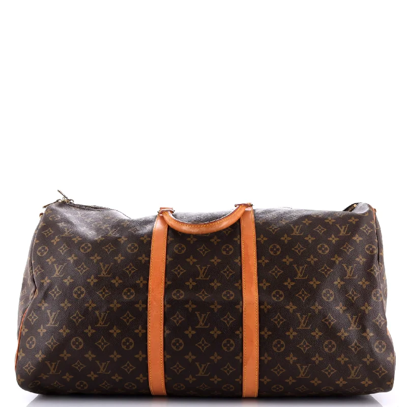 Louis Vuitton handbags with a back - zip pocket for storing valuablesKeepall Bandouliere Bag Monogram Canvas 60