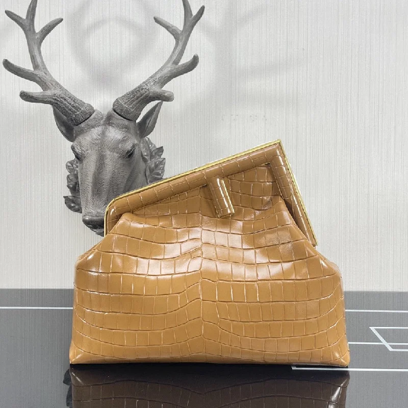 Fendi bags with a detachable tablet holder for using tablets on the goFendi Fendirst Medium Brown Crocodile Bag For Woman 32.5cm/13in