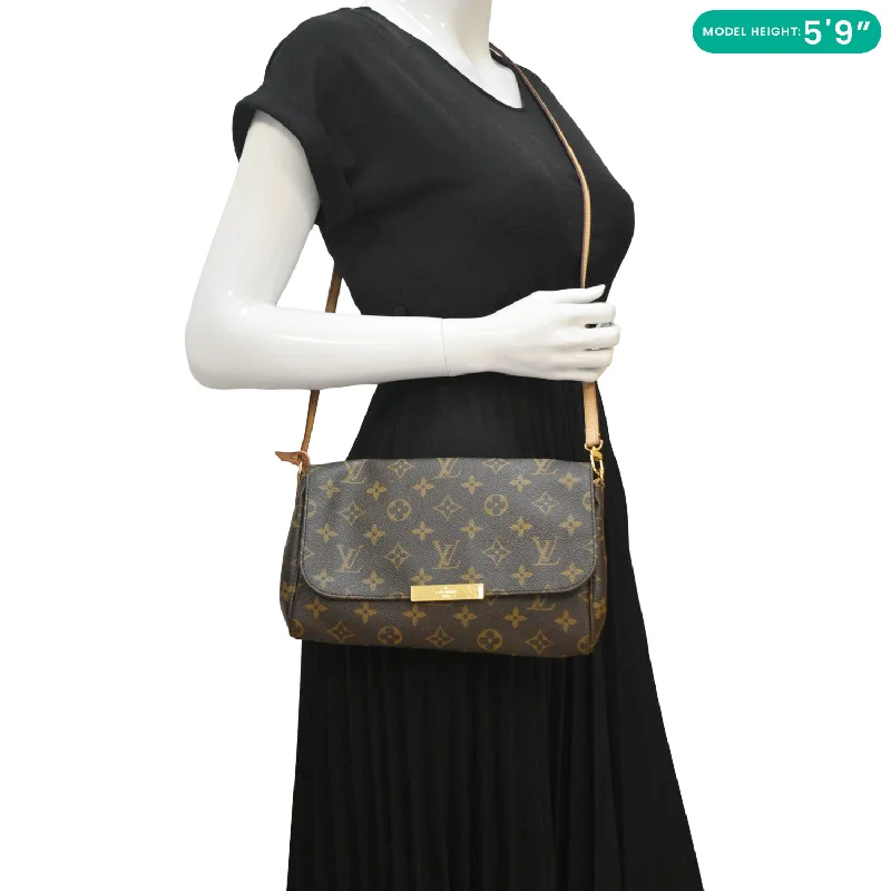 Ladies Louis Vuitton shoulder bags with a single - handle silhouetteLOUIS VUITTON Favorite MM Monogram Canvas Shoulder Bag Brown