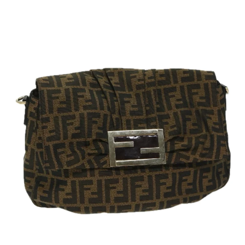 Ladies Fendi Peekaboo bags with a front - pocket organizer for quick access to essentialsFENDI Zucca Canvas Shoulder Bag Brown  bs12711