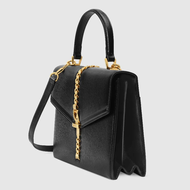 Ladies Louis Vuitton shoulder bags with a magnetic - closure flap for easeGucci SyLouis Vuittonie 1969 Small Top Handle Bag Black