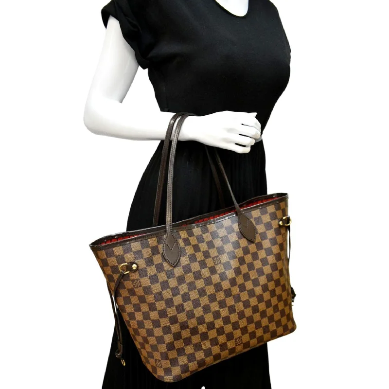 Louis Vuitton handbags with a beaded trim for a touch of glamourLOUIS VUITTON  Neverfull MM Damier Ebene Tote Bag Brown