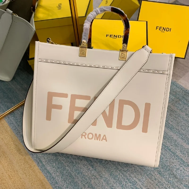 Fendi bags with a detachable camera holder for photography enthusiastsFendi Sunshine Handle Bag White For Women