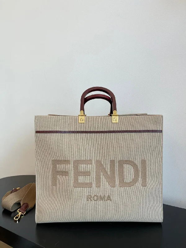 Fendi Baguette bags featuring the iconic FF logo plaque for a branded lookFendi Sunshine Large Tote Bag Beige For Women