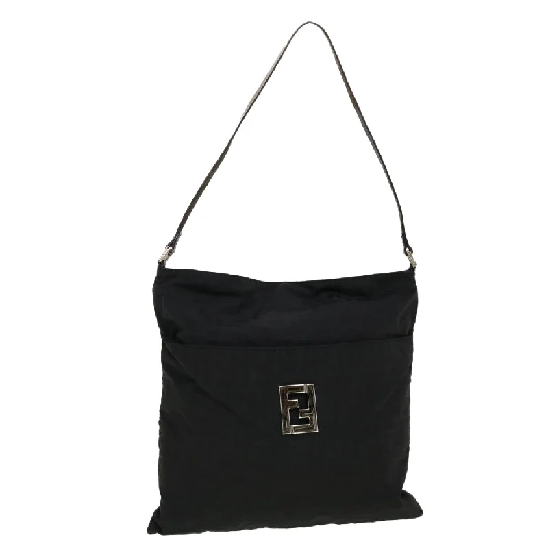 Ladies Fendi Peekaboo bags with a front - pocket organizer for quick access to essentialsFENDI Zucca Canvas Shoulder Bag Black 06-10 15999 002  rd5061