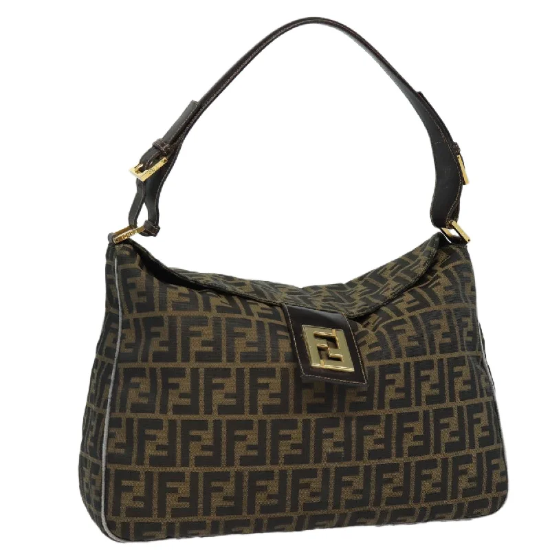 Fendi backpacks with a hidden back pocket for security and privacyFENDI Zucca Canvas Shoulder Bag Brown Black gold  ar12413