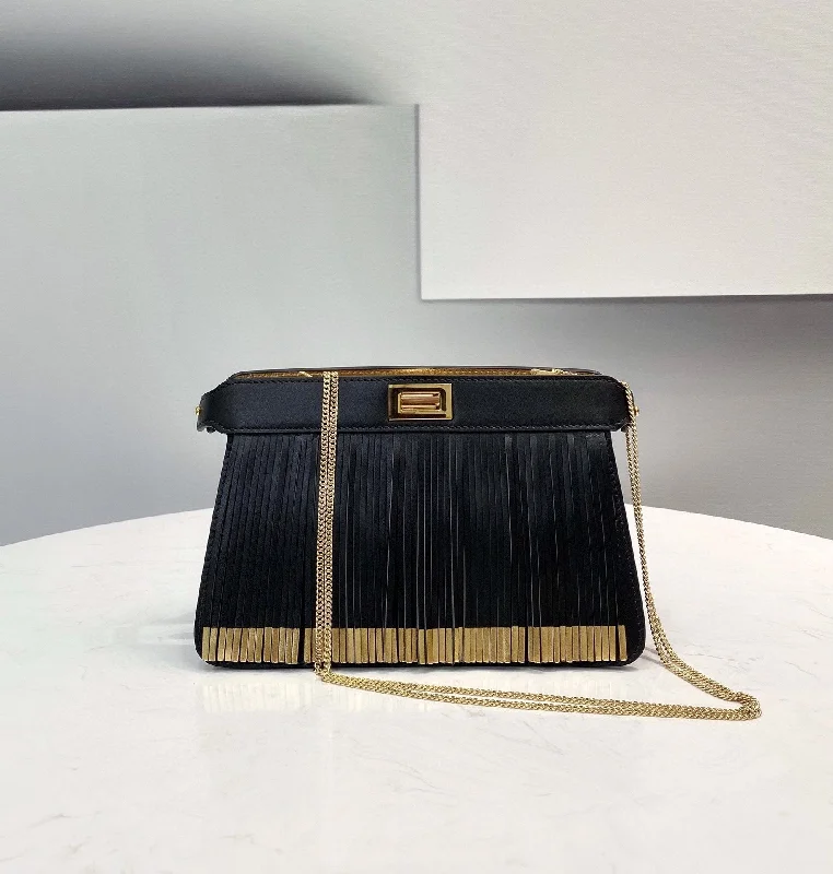 Ladies Fendi crossbody bags with a wide - width strap for enhanced comfort during long - term useFendi Peekaboo Small Iseeu Pochette Black Bag For Woman 21cm/8in