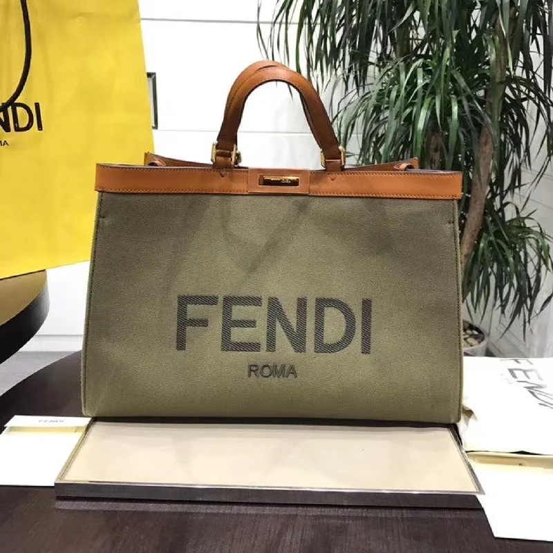 Fendi Baguette bags in a limited - edition colorway for a rare and exclusive lookFendi Peekaboo X-Tote Canvas Bag