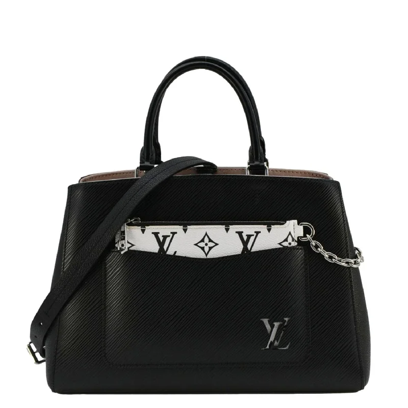 Ladies Louis Vuitton shoulder bags with a tassel decoration for charmLOUIS VUITTON  Marelle MM Epi Leather Tote Shoulder Bag Black