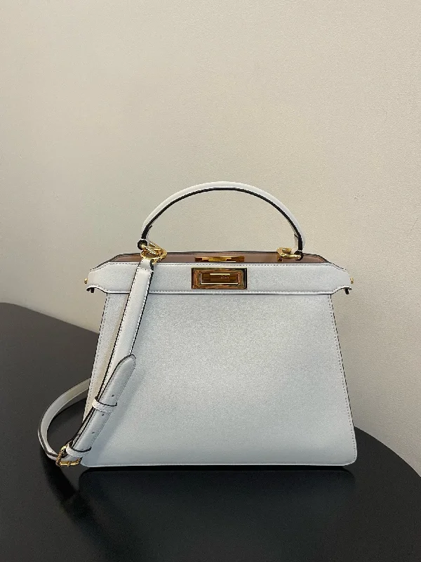 Ladies Fendi Peekaboo bags with gold - toned hardware for a touch of luxuryFendi Peekaboo ISeeU Petite White Small Bag For Woman 20cm/8in