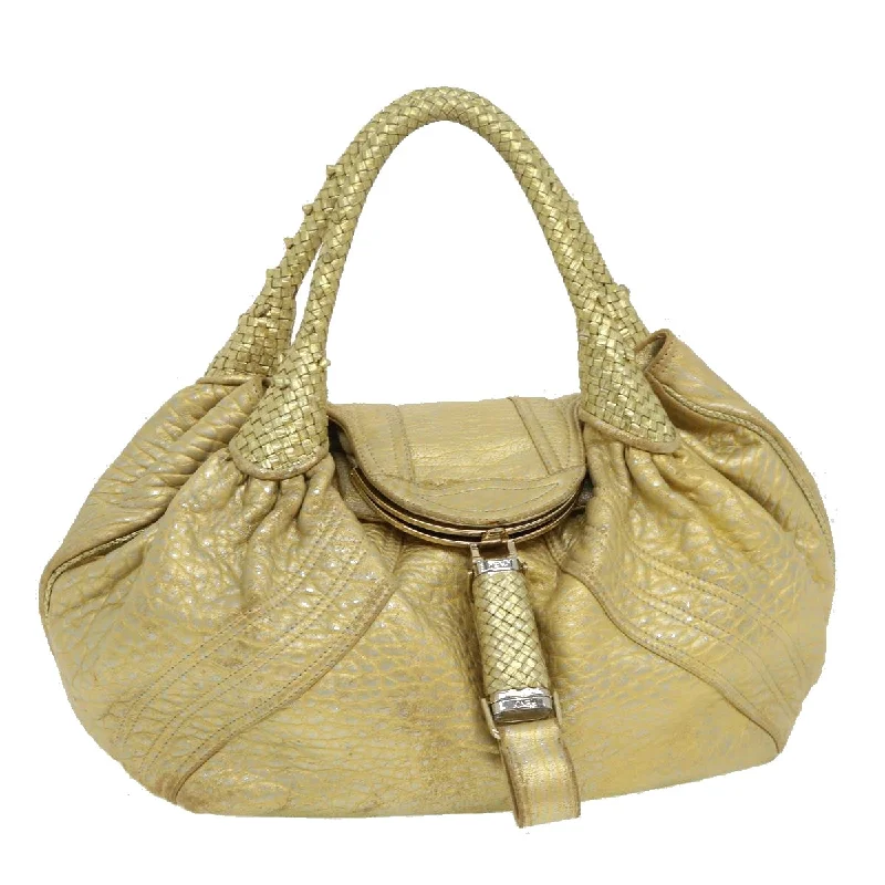 Fendi Sunshine Shopper bags with a contrast - stitched handle for a unique and stylish lookFENDI Spy Bag Zucca Canvas Shoulder Bag Leather Gold  hk396