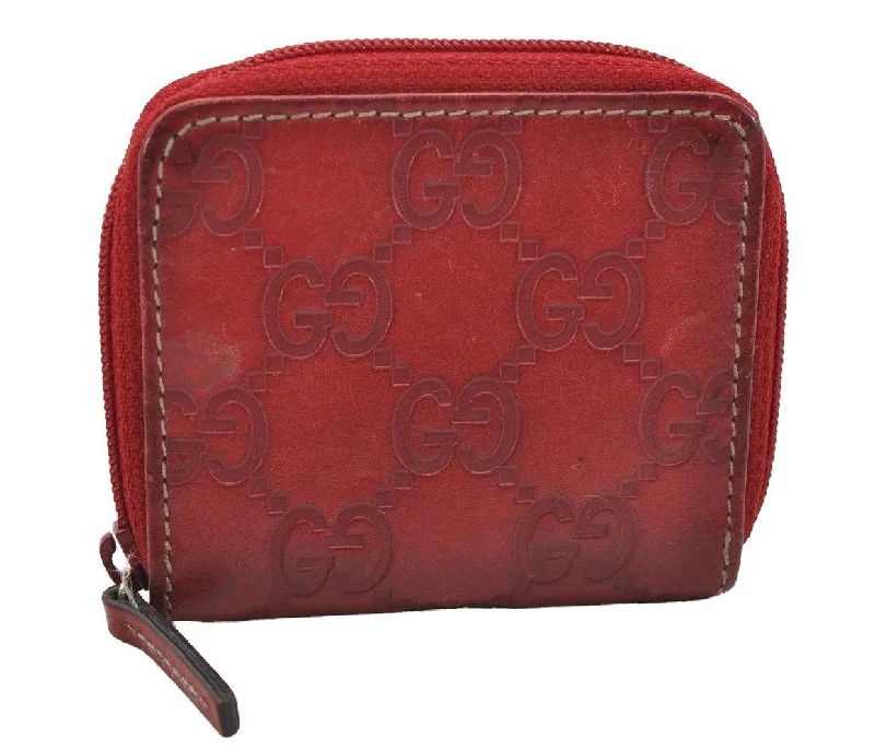 Gucci tote bags for women with a water - resistant coatingAuthentic GUCCI Vintage Guccissima Coin Purse Case GG Leather 115255 Red 4111I