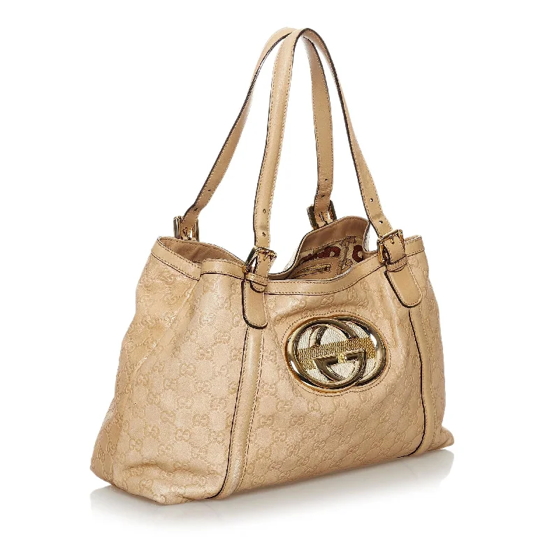 Gucci tote bags for women with a water - resistant coatingGucci Guccissima Britt Tote Bag (30745)