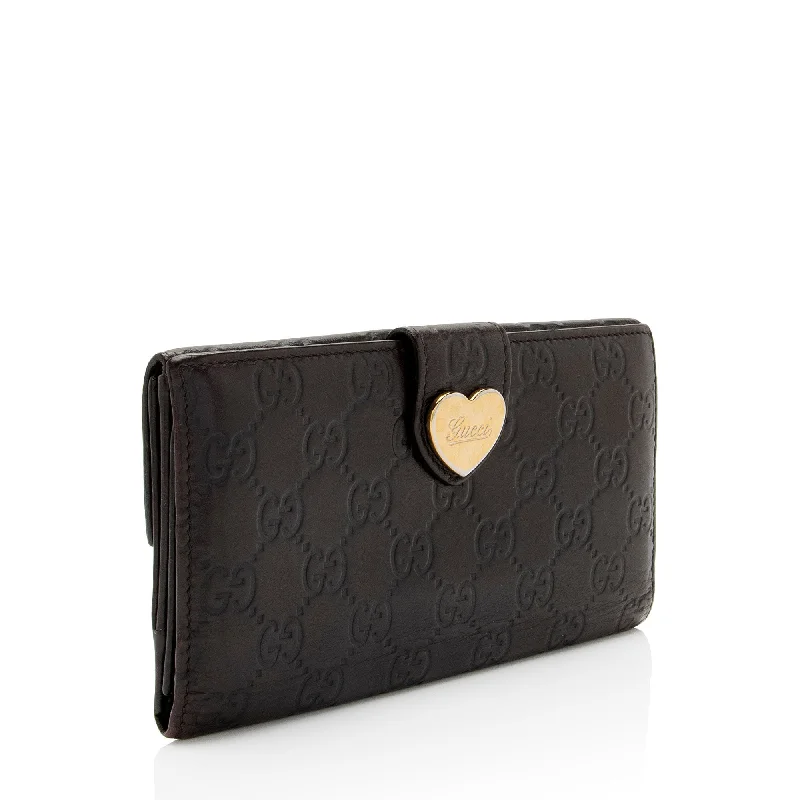 Women Gucci crossbody bags with a keychain holderGucci Guccissima Leather Heart Script Continental Wallet (RHYBgb)