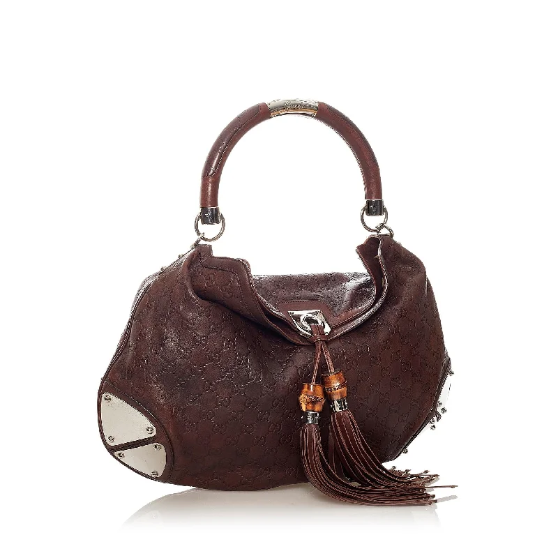 Women Gucci bags with interlocking G hardware for a classic lookGucci Guccissima Bamboo Indy Hobo Bag (27255)