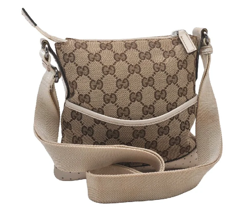 Gucci tote bags for women with a water - resistant coatingAuthentic GUCCI Shoulder Cross Body Bag GG Canvas Leather 147671 Brown 3931I