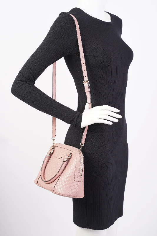 Women Gucci Sylvie bags with a crystal - embellished web stripeGucci Dome Bag Pink Leather Small