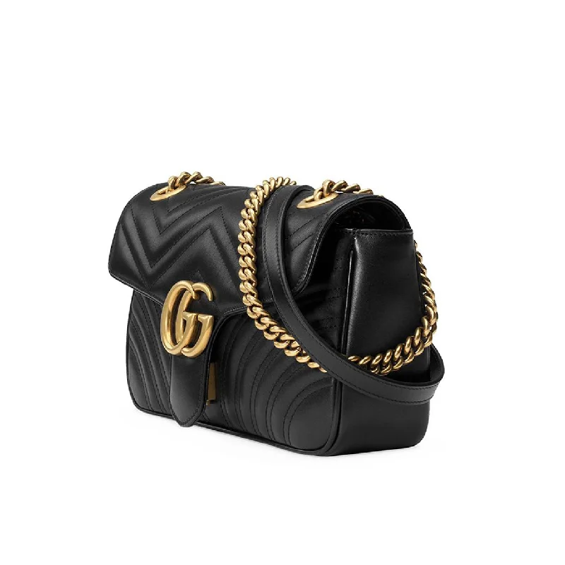 Gucci Marmont bags for women with a snakeskin - effect panelGucci 443497 DTDIT 1000 Women's Black Matelassé Leather Shoulder Bag (GG2075)